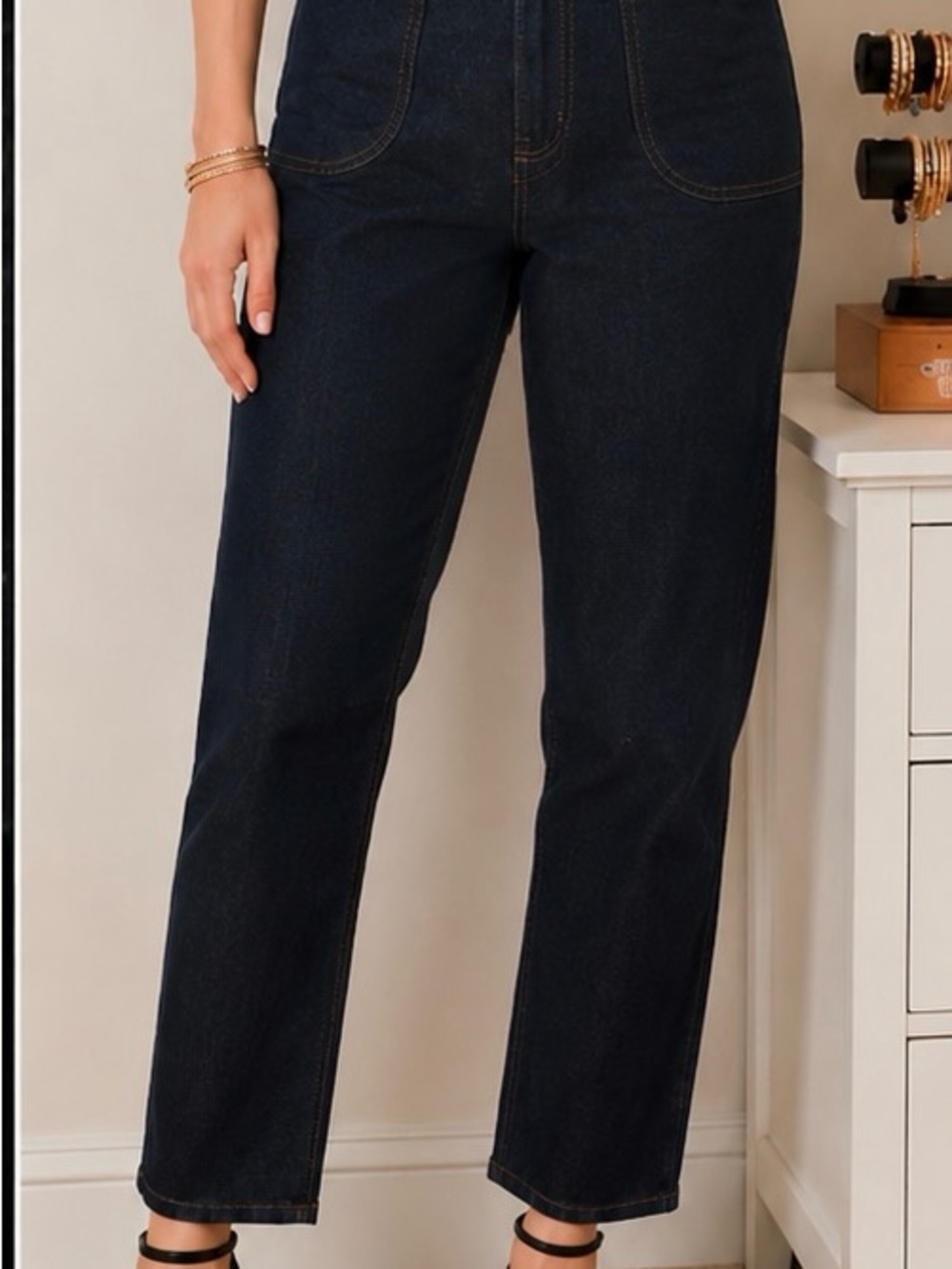 Banana Republic Premium Denim High-Rise Straight Jeans – Dark Wash